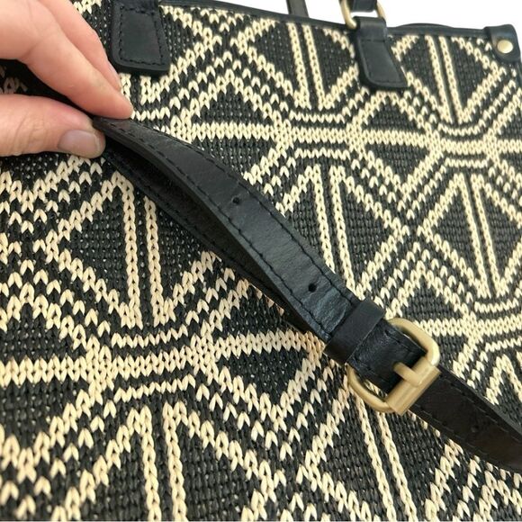 Patricia Nash Black‎ & Tan Tuareg Woven Ava Medium Leather Crossbody Tote - Picture 3 of 12
